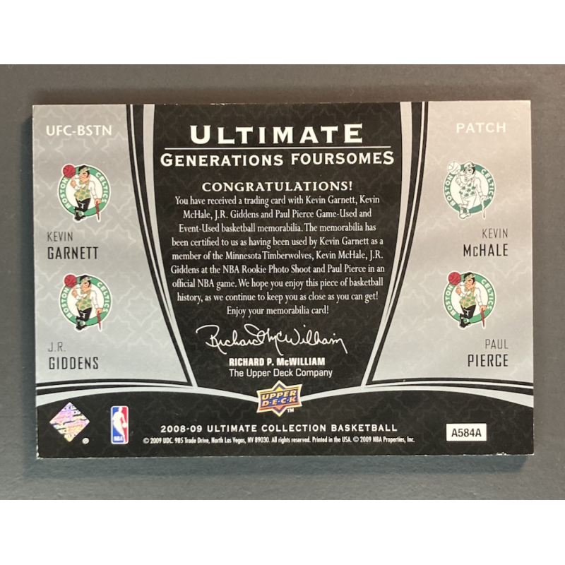 PIERCE / GIDDENS / GARNETT / MCHALE 2008-09 Ultimate Collection Patches Foursome Combos 01/10