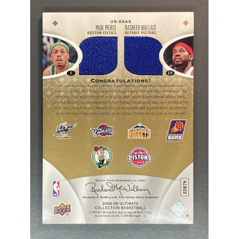 PIERCE / WALLACE / ARENAS/ BILLUPS / LEBRON / ONEAL 2008-09 Ultimate Collection Jerseys Six /35