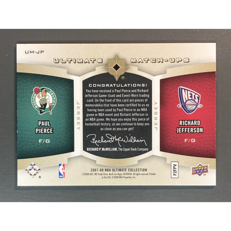 PIERCE / JEFFERSON 2007-08 Ultimate Collection Match ups jersey Gold /50