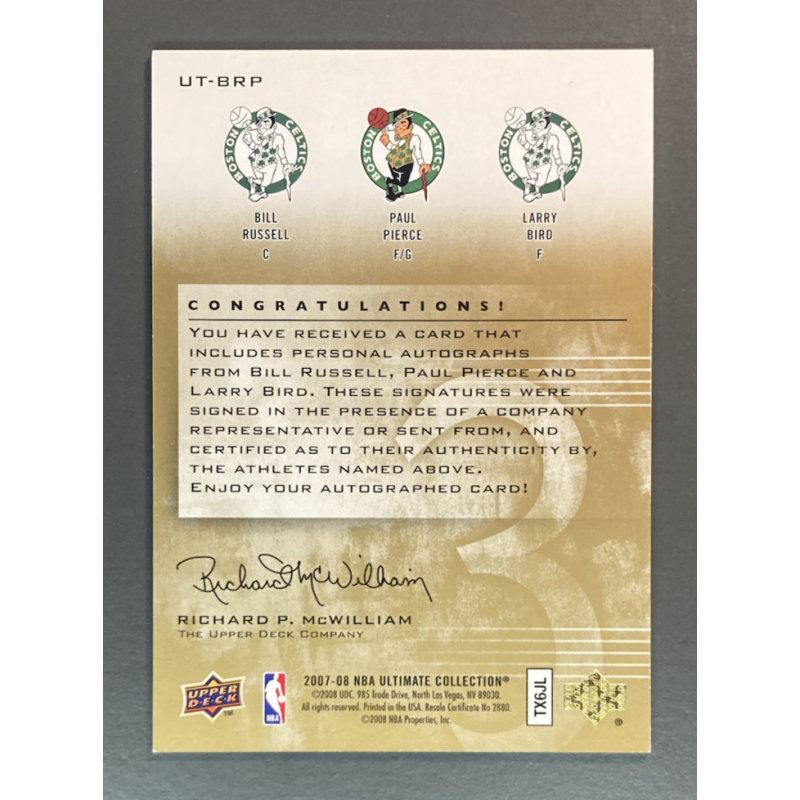 PIERCE / RUSSELL / BIRD 2007-08 Ultimate Collection Signatures Triple 08/13