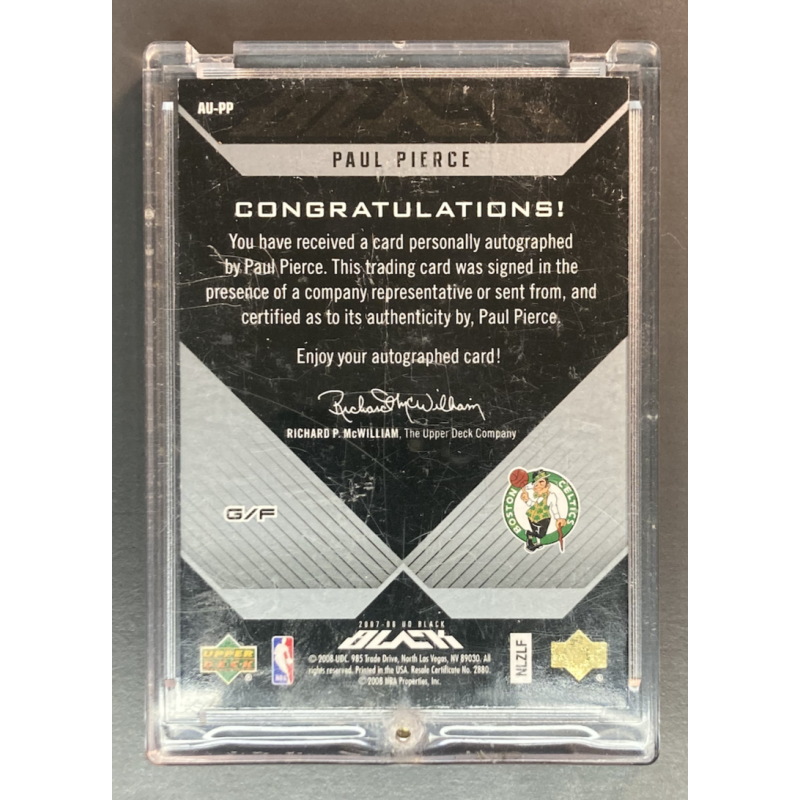 PAUL PIERCE 2007-08 Ud Black Autograph 04/25