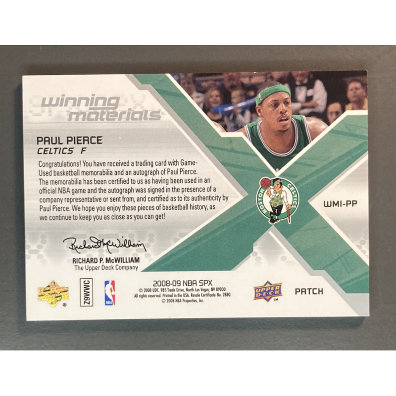 PAUL PIERCE 2008-09 Spx Winning Materials Autograph Jerseys Patches 4/5