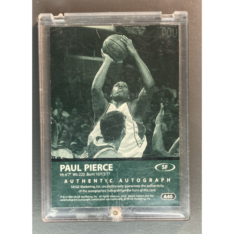 PAUL PIERCE 1999 SAGE Autograph Platinum 2/3