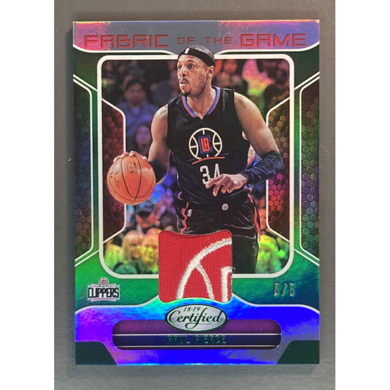 PAUL PIERCE 2018-19 Certified Fabric Of the Game Mirror Green logo patch 5/5