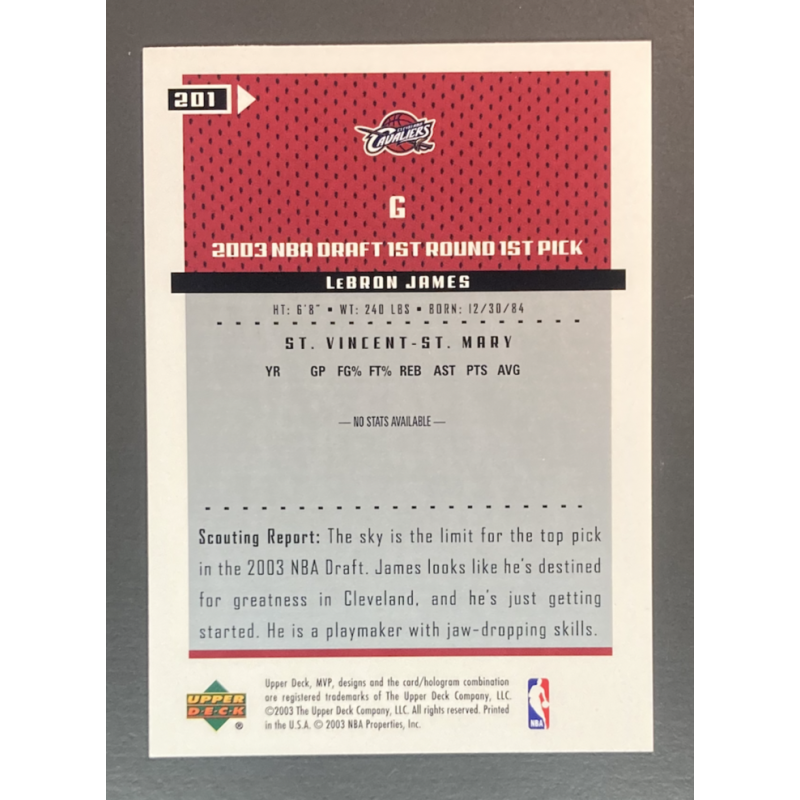 LEBRON JAMES 2003-04 Upper Deck MVP Rookie - 201