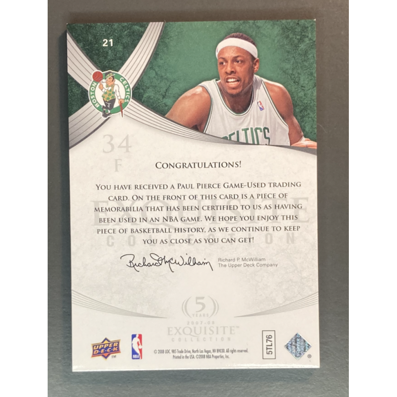 PAUL PIERCE 2007-08 Exquisite Collection Dual Jerseys 09/25