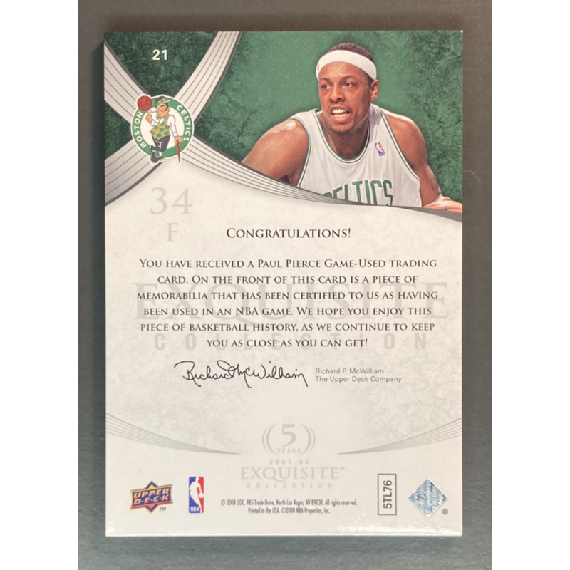PAUL PIERCE 2007-08 Exquisite Collection Dual Jerseys 19/25