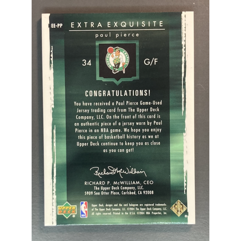 PAUL PIERCE 2003-04 Exquisite Collection Extra Exquisite jersey 51/75