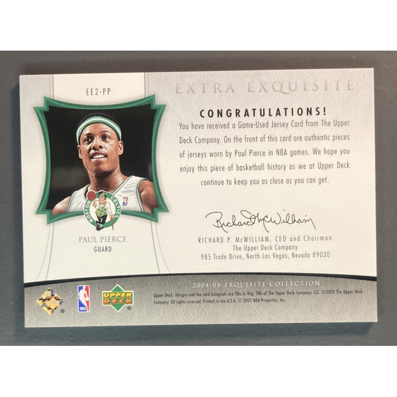 Paul Pierce 2004-05 Upper Deck Exquisite Collection Extra Exquisite Patch 01/10