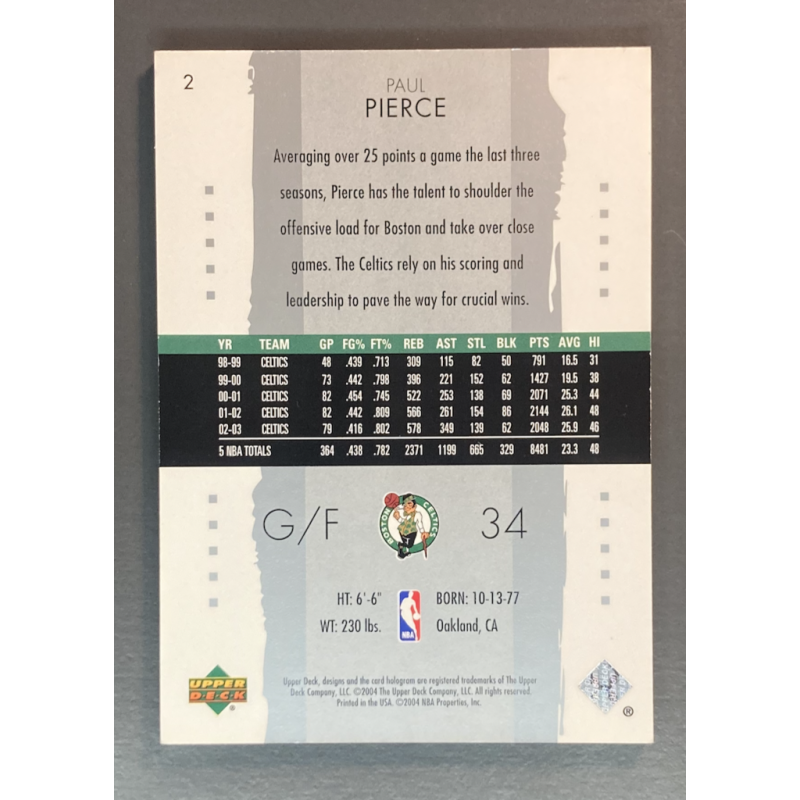 PAUL PIERCE 2003-04 Upper deck Exquisite Collection 041/225