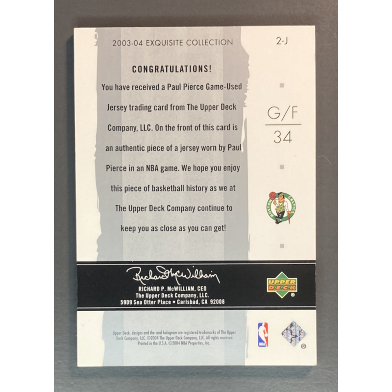 PAUL PIERCE 2003-04 Exquisite Collection Jersey 05/25