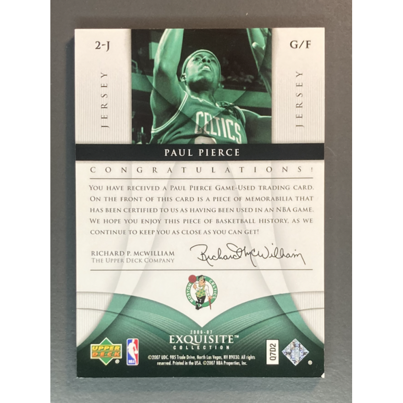 PAUL PIERCE 2006-07 Exquisite Collection Jersey 15/25