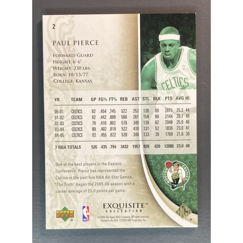 PAUL PIERCE 2006-07 Exquisite Collection Gold 12/25