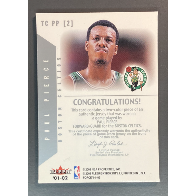 PAUL PIERCE 2001-02 Fleer Force True Colors Jerseys Two Color BUYBACK 3/4