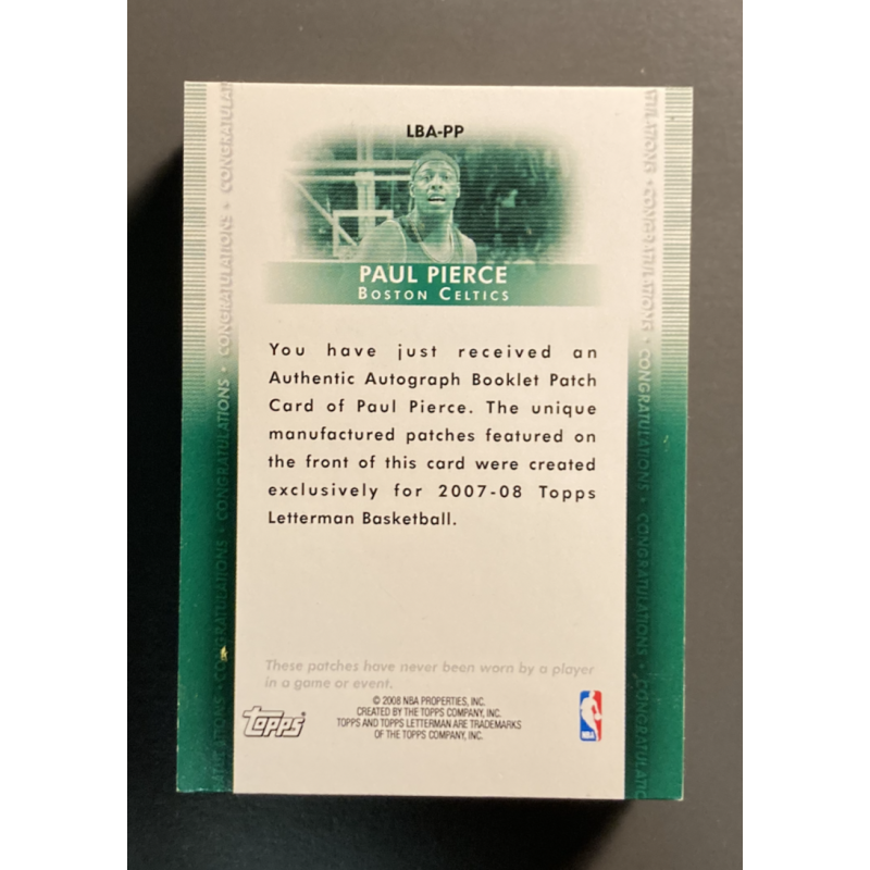 PAUL PIERCE 2007-08 Topps Letterman Nameplate Booklet Autograph Xfractors 3/3