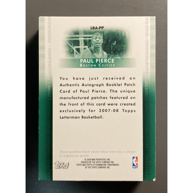 PAUL PIERCE 2007-08 Topps Letterman Nameplate Booklet Autograph Xfractors 2/3