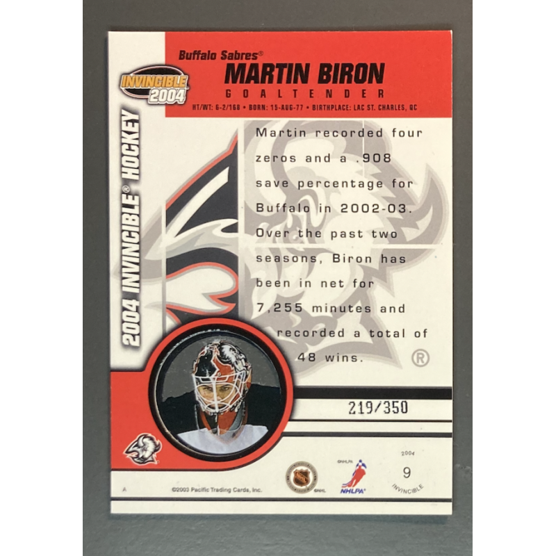 MARTIN BIRON 2003-04 Pacific Invincible Blue 219/350