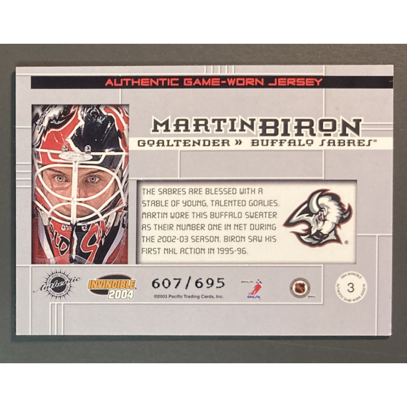 MARTIN BIRON 2003-04 Pacific Invincible Jersey 607/695