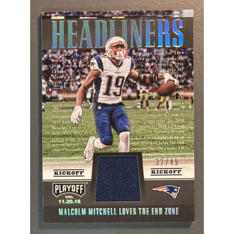 MALCOLM MITCHELL 2017 PANINI PLAYOFF HEADLINERS JERSEY 32/49