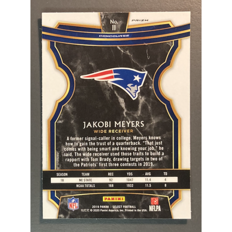 JAKOBI MEYERS 2019 PANINI SELECT CONCOURSE PRIZM ROOKIE