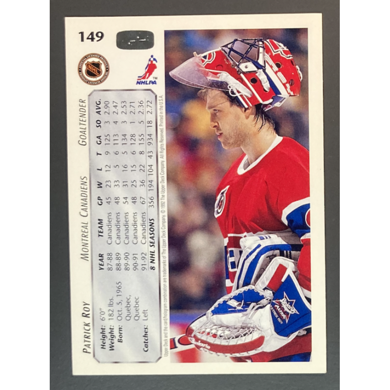 PATRICK ROY 1992-93 Upper Deck - 149