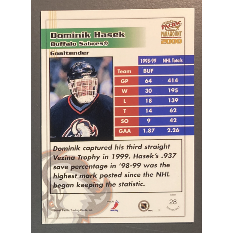 DOMINIK HASEK 1999-00 Pacific Paramount Red - 28