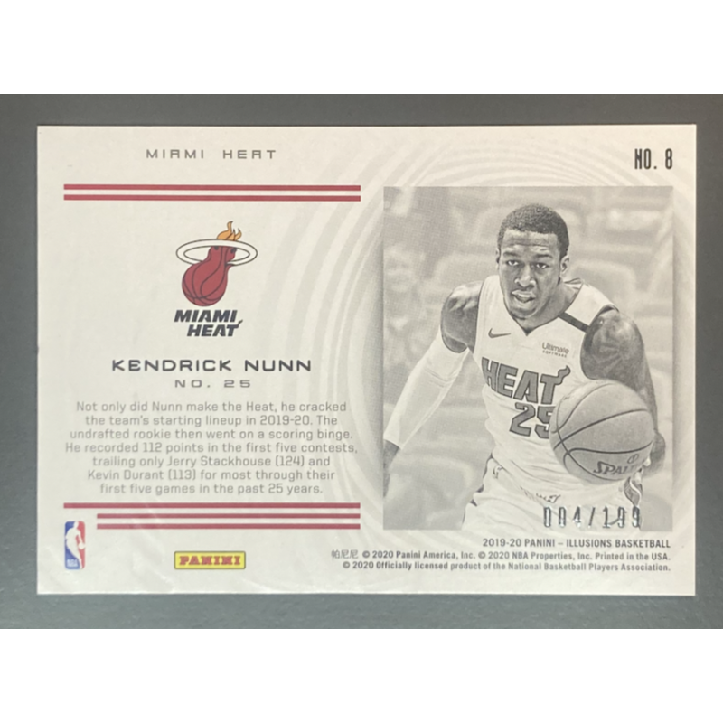 KENDRICK NUNN 2019-20 Panini Illusions Instant Impact sapphire rookie 004/199