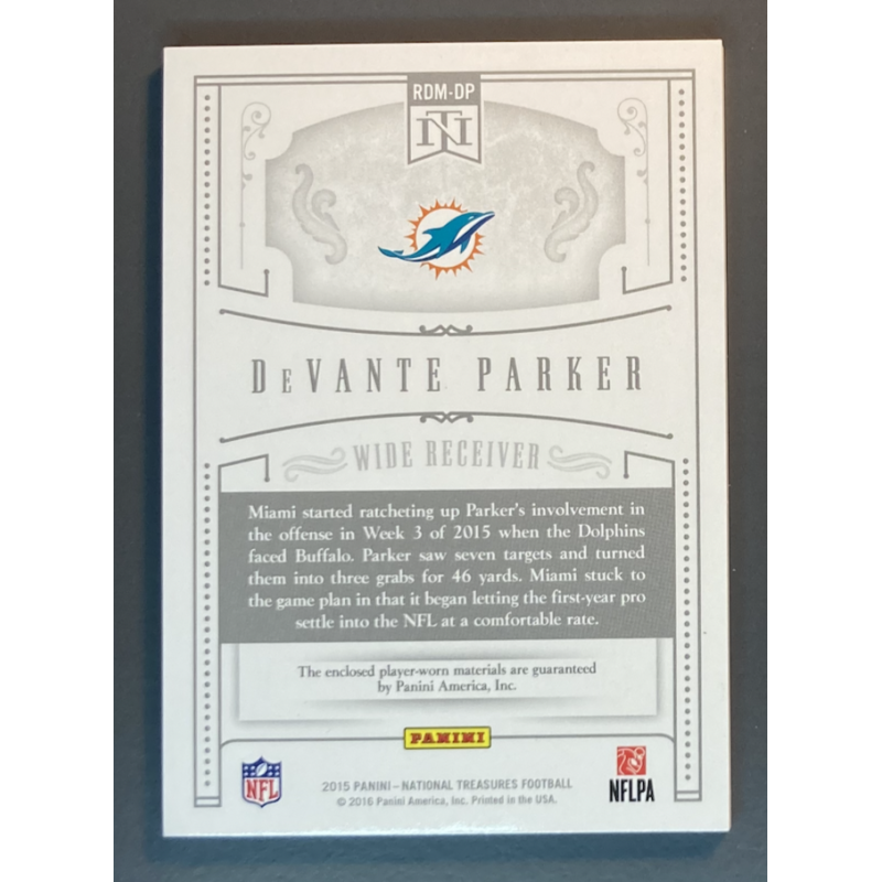 DEVANTE PARKER 2015 PANINI NATIONAL TREASURE NFL ROOKIE JERSEY 43/99