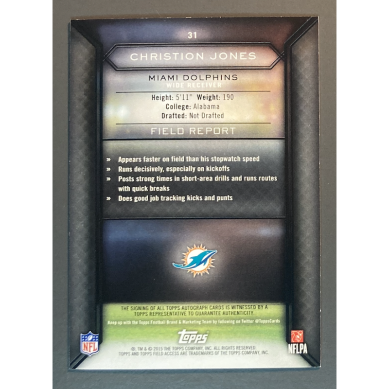 CARTE NFL CHRISTION JONES 2015 TOPPS NFL ROOKIE AUTOGRAPH