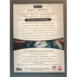 CARTE NFL TONY LIPPETT 2015 TOPPS NFL ROOKIE PLATINUM AUTOGRAPH