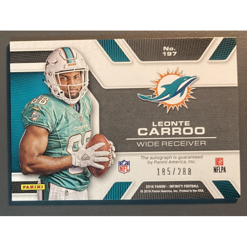 LEONTE CARROO 2016 PANINI INFINITY NFL ROOKIE AUTOGRAPH 185/288