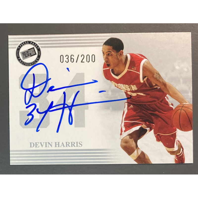 DEVIN HARRIS 2004 Press Pass Autograph Silver 036/200