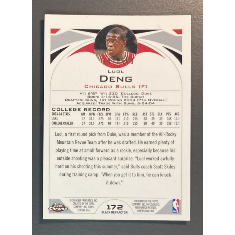 LUOL DENG 2004-05 Topps Chrome Refractor Black rookie 147/500