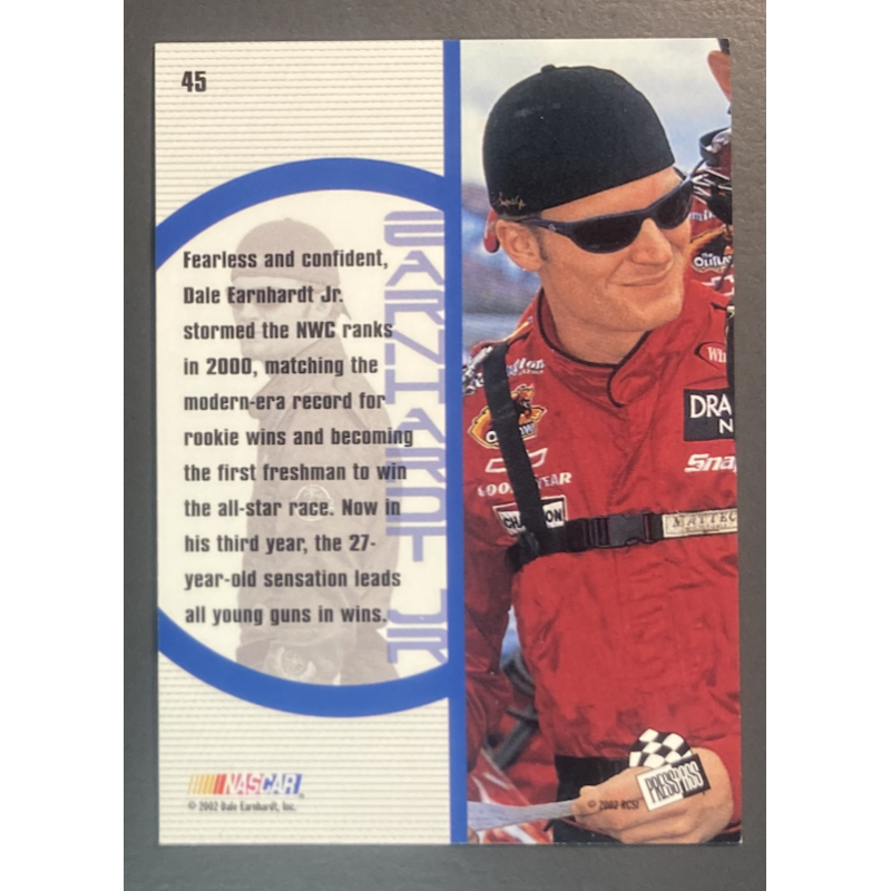 CARTE NASCAR DALE EARNHARDT Jr 2002 Press Pass Optima