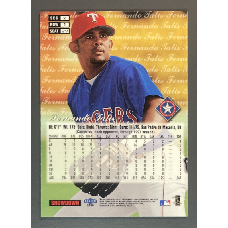 Carte MLB FERNANDO TATIS 1998 Flair Showcase Grace Row 1