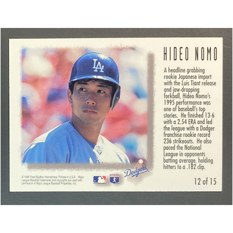 carte MLB HIDEO NOMO 1996 Fleer Rookie Sensation 12 OF 15