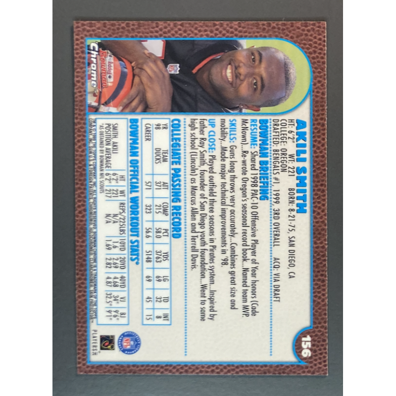 carte NFL AKILI SMITH 1999 Bowman Chrome Rookie - 156