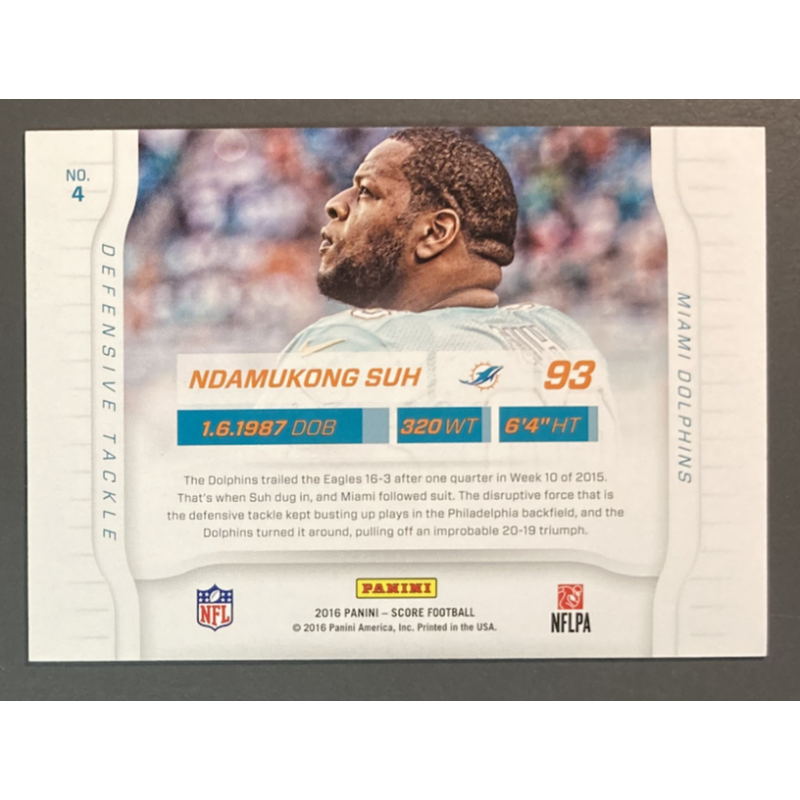 Ndamukong Suh NFL Card 2016 Panini Score Sidelines Red 13/50