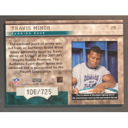 carte NFL Travis Minor 2001 Playoff Honors Rookie Jersey 106/725