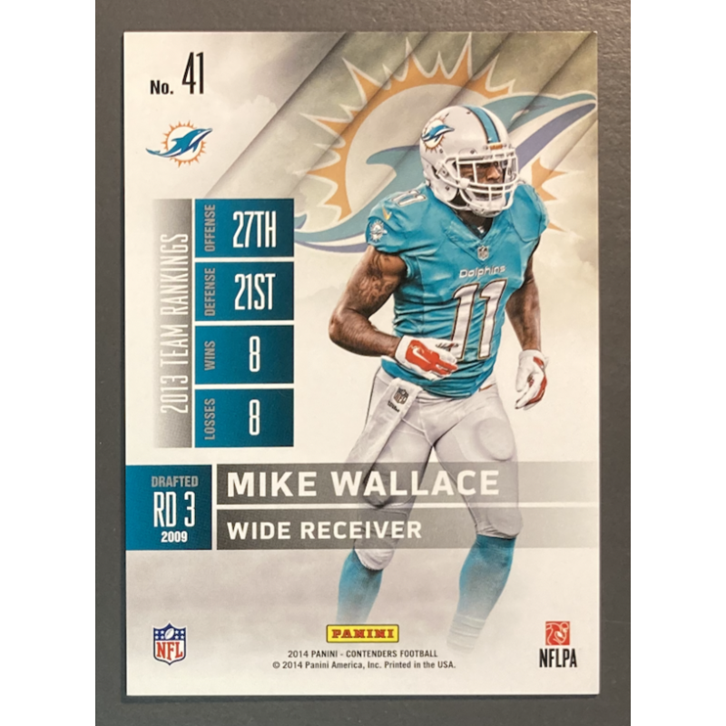 NFL Card Mike Wallace 2014 Panini Contenders Playoff Ticket 053/199