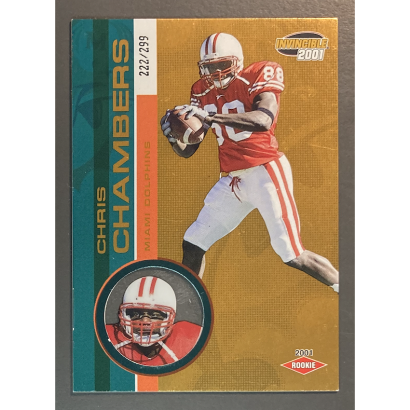 carte NFL Chris Chambers 2001 Pacific Invincible Rookie 222/299