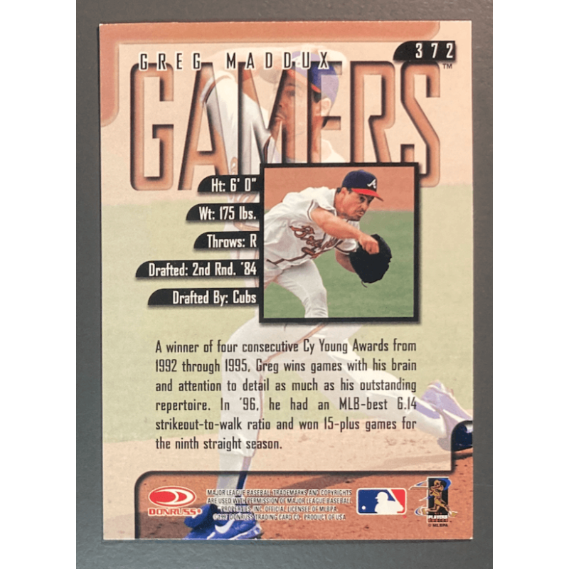 carte MLB GREG MADDUX 1997 Leaf Gamers - 372