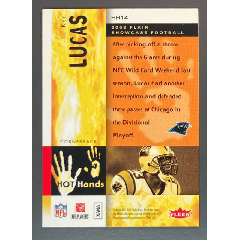 Carte NFL KEN LUCAS 2006 Flair Showcase Hot Hands - HH14