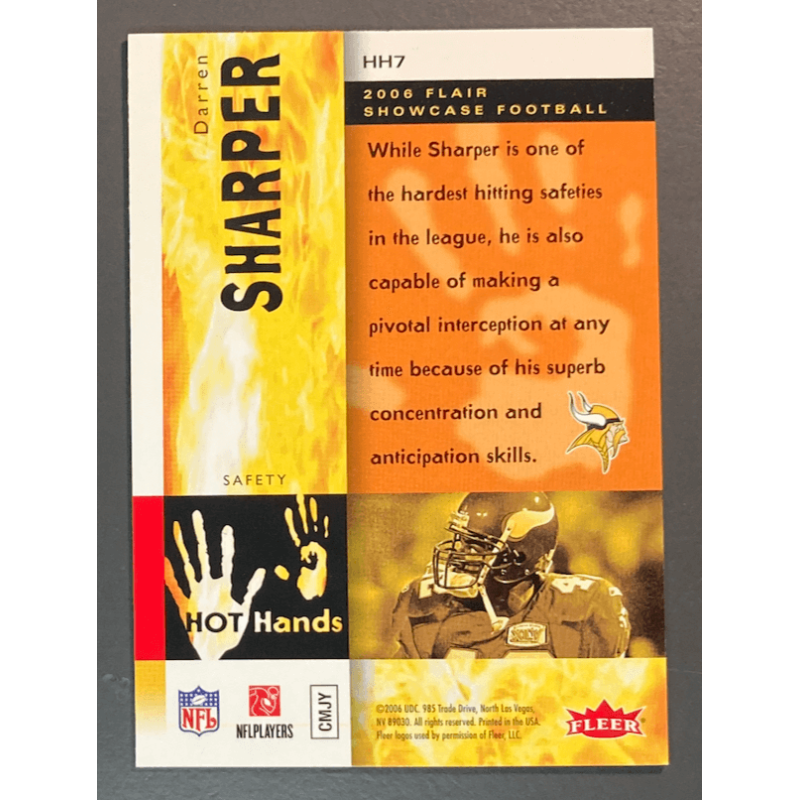 Carte NFL DARREN SHARPER 2006 Flair Showcase Hot Hands - HH7