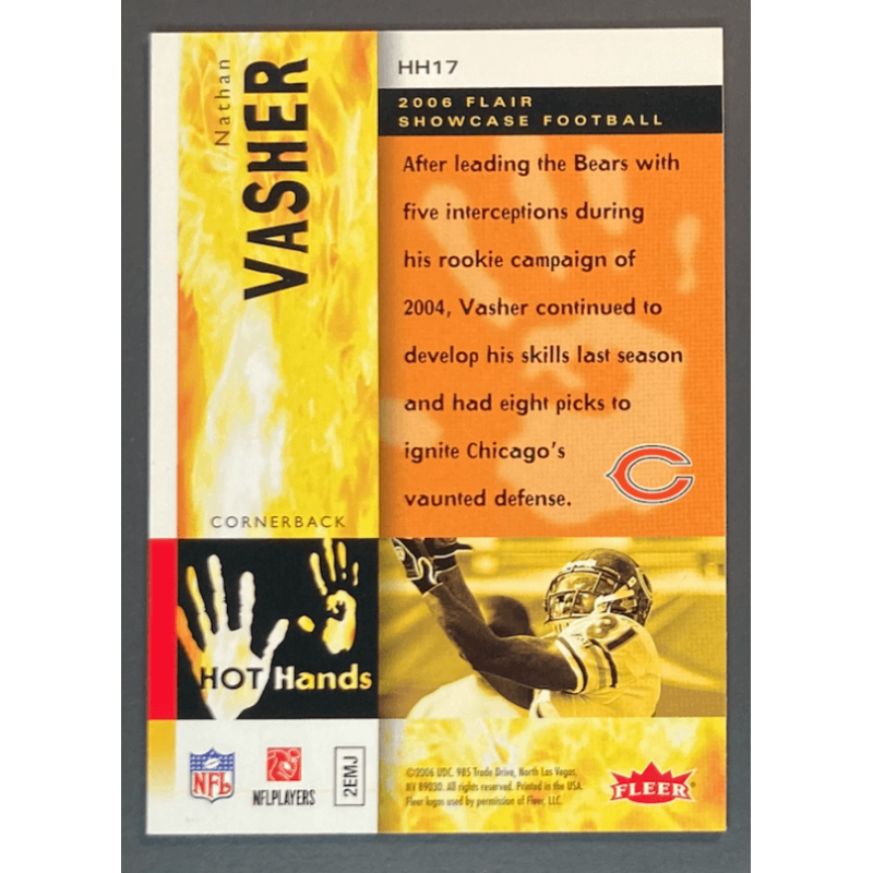 NFL Card NATHAN VASHER 2006 Flair Showcase Hot Hands - HH17