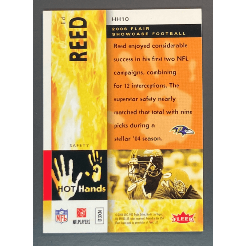 Carte NFL ED REED 2006 Flair Showcase Hot Hands - HH10