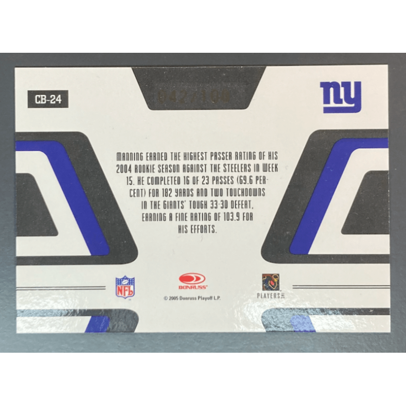 NFL card ELI MANNING 2005 Panini Zenith Canton Bound Gold /100