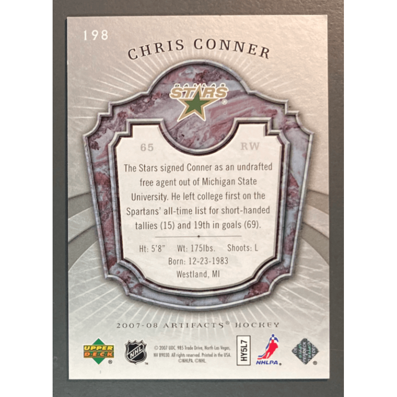 carte NHL CHRIS CONNER 2007-08 Upper deck Artifacts Silver Rookie /100