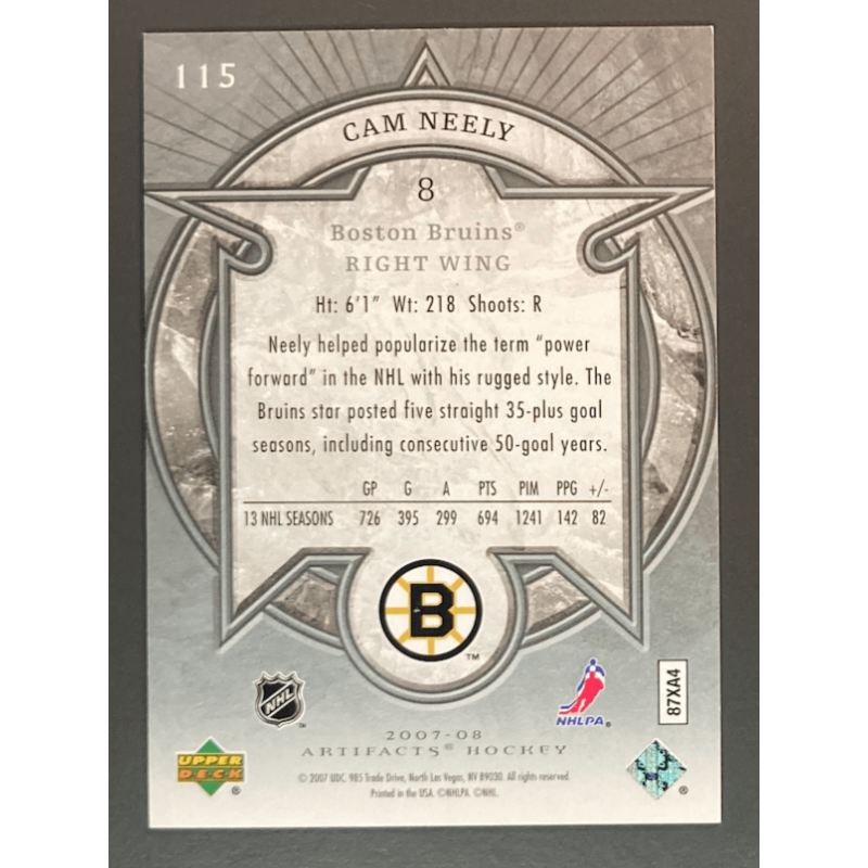 carte NHL CAM NEELY 2007-08 Upper deck Artifacts Legends Silver /100