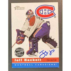carte NHL JEFF HACKETT 2000-01 Topps Heritage Autograph